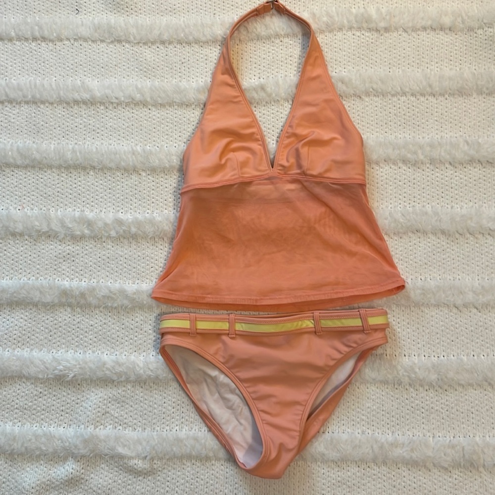 La Blanca Rod Beattie Tankini mesh swimsuit size 10 tangerine